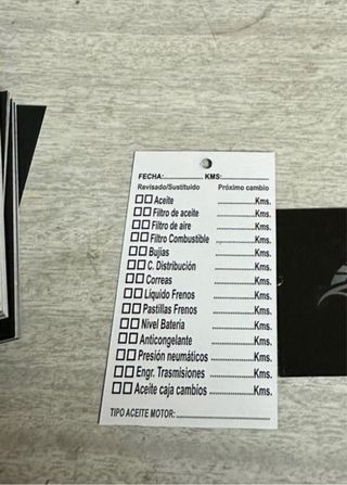 tarjetas cambio aceite talleres