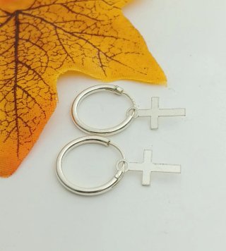 Guapos aros cruz 13mm plata de ley