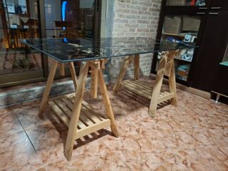 Mesa escritorio cristal regulable, ikea