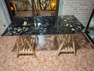 Mesa escritorio cristal regulable, ikea