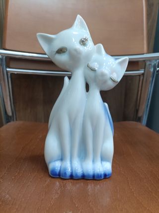 Coppia di gatti vintage in ceramica