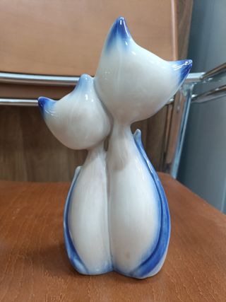 Coppia di gatti vintage in ceramica