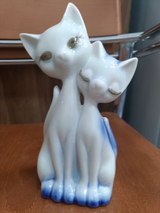 Coppia di gatti vintage in ceramica