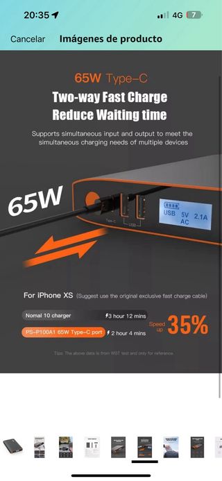 Bateria powerbank alto voltaje