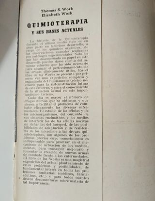 Libro antiguo Quimioterapia y sus bases actuales