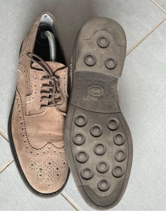 Scarpe Derby in pelle scamosciate color tortora 41