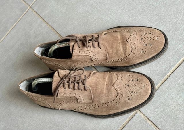 Scarpe Derby in pelle scamosciate color tortora 41