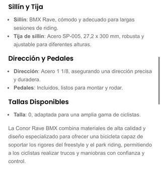Bicicleta bmx CONOR RAVE a estrenar al 50% precio 