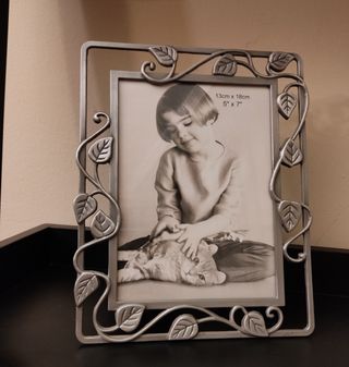 Marco de fotos metal hojas plateadas 13x18