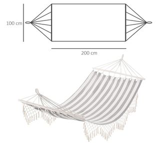 Hamaca flecos gris crema NUEVA