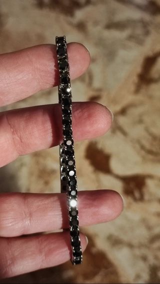 Bracciale in argento e Moissanite nera