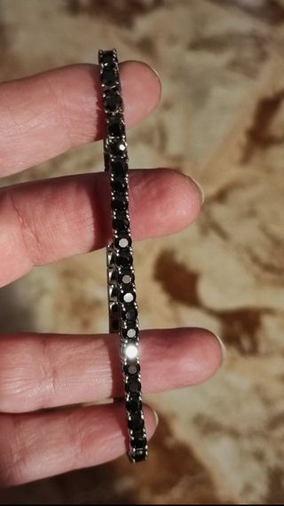 Bracciale in argento e Moissanite nera