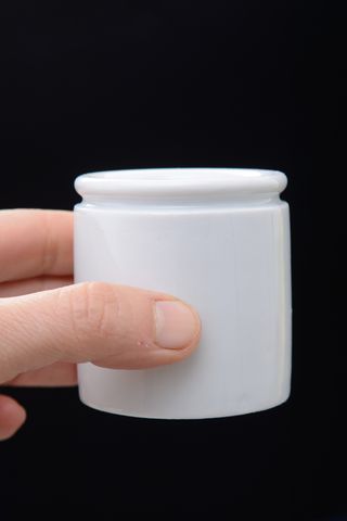 Tarro vintage farmacia loza blanca tapa azul