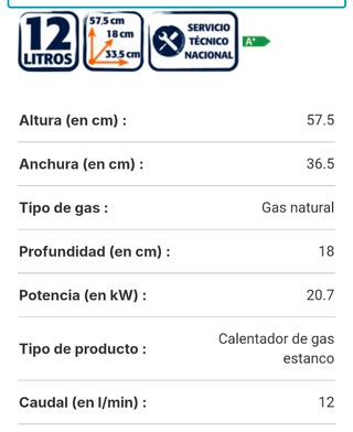 Calentador Junkers Hydronext 5600S. Gas Natural.