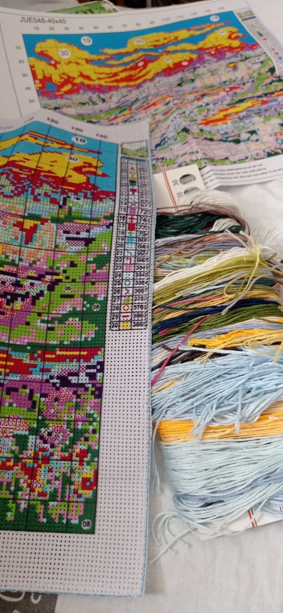 Kit punto de cruz completo, nuevo