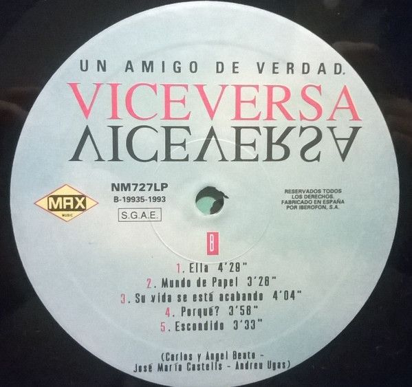 Viceversa. Un amigo de verdad. LP 1993.