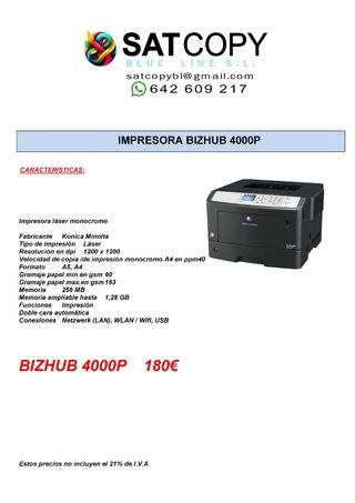 Impresora bizhub 4000P