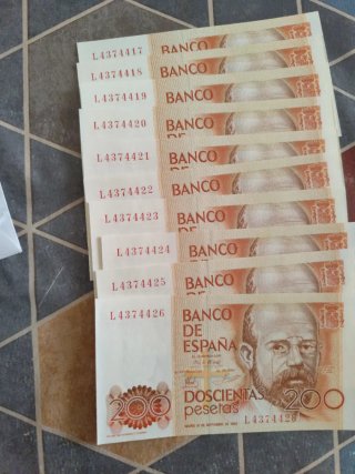 10 billetes correlativos 200 pesetas 1980