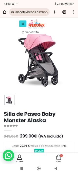 Silla de paseo baby Monster rosa