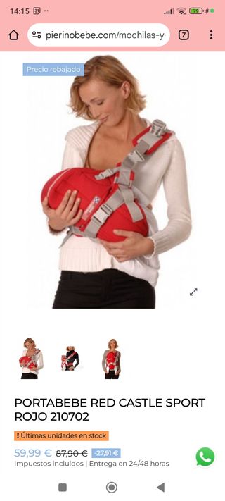 Mochila porta bebe red Castle sport