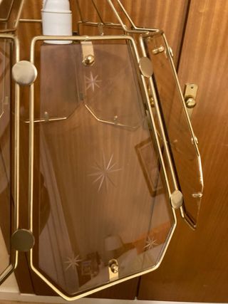 Lámpara de techo dorada con 8 cristales