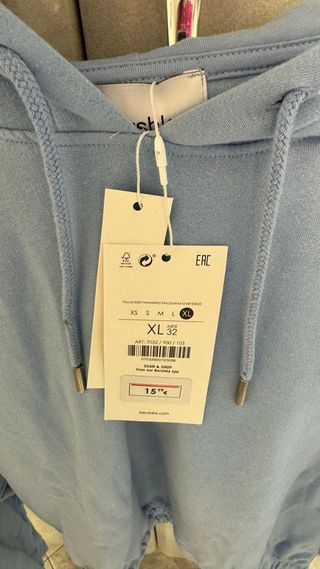Sudadera azul claro capucha Bershka XL