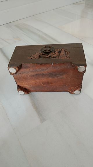 Caja Vintage Madera Maciza Tallada