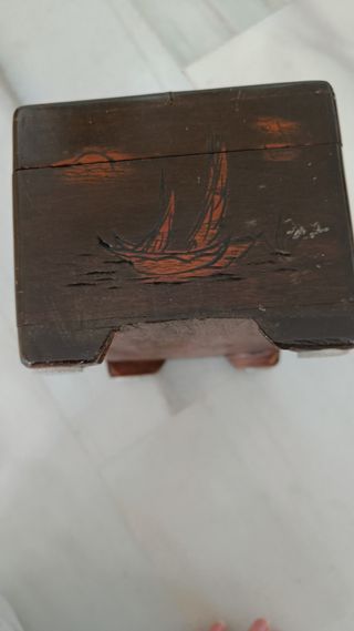 Caja Vintage Madera Maciza Tallada