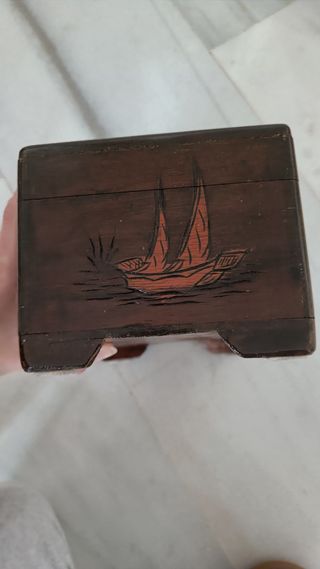 Caja Vintage Madera Maciza Tallada