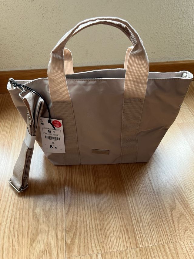 Bolso naylon beige