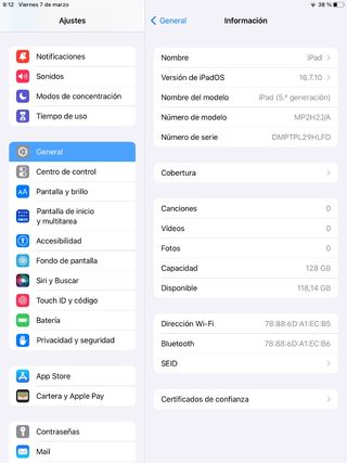 iPad 5 generación 9,7" 128gb
