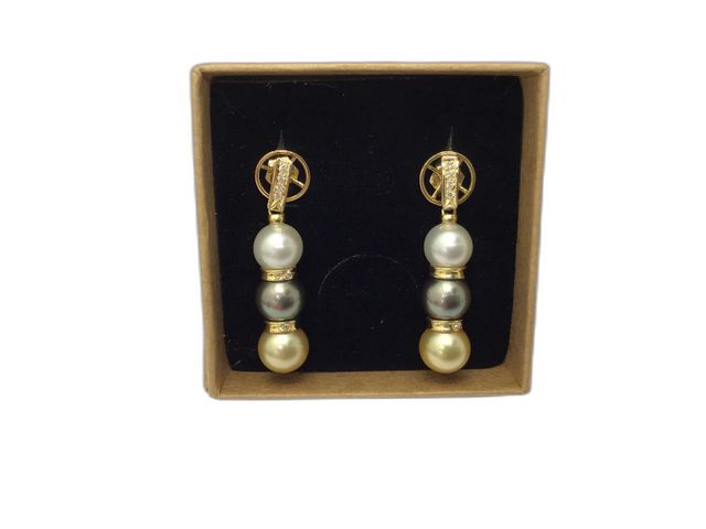 pendientes oro 18k con piedra con perla