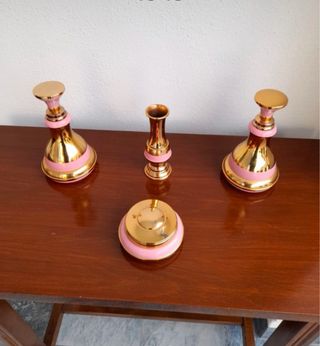 Juego Tocador  4  piezas Dorado y Rosa