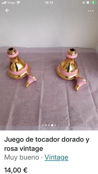 Juego Tocador  4  piezas Dorado y Rosa