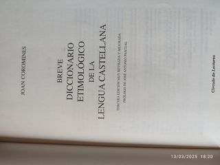 Breve Diccionario Etimológico De La Lengua Castellana