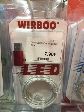 Cable USB a Lightning Wirboo con Luz LED Roja
