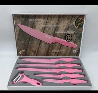 NUOVO SET 6 PEZZI COLTELLI ROSA