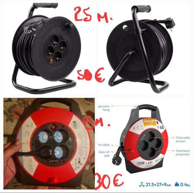 Carrete Alargador Cable eléctrico 5/25m FUENGIROLA