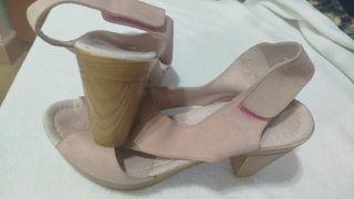 Sandalias tacón de piel