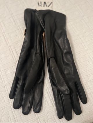 Guantes piel pulsera zara