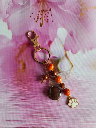 NUEVO Llavero huella con jaspe y fósiles