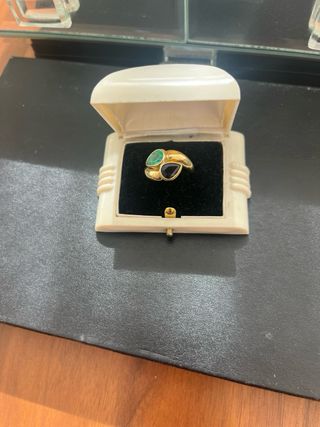 Anillo en oro 18k con Esmeralda y Zafiro