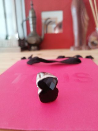 Anillo Tous oso Onix y plata 