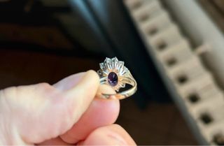 Anello vintage oro 14K con ametista e dia