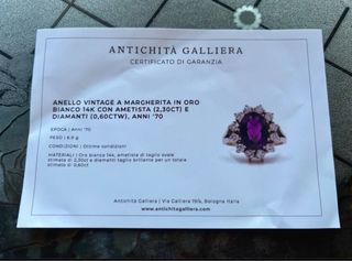 Anello vintage oro 14K con ametista e dia