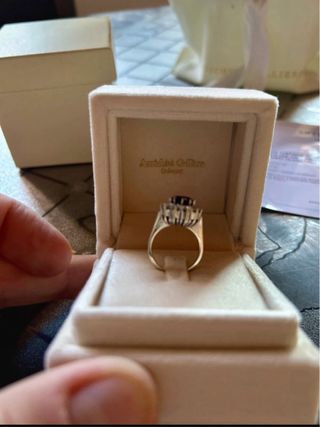 Anello vintage oro 14K con ametista e dia