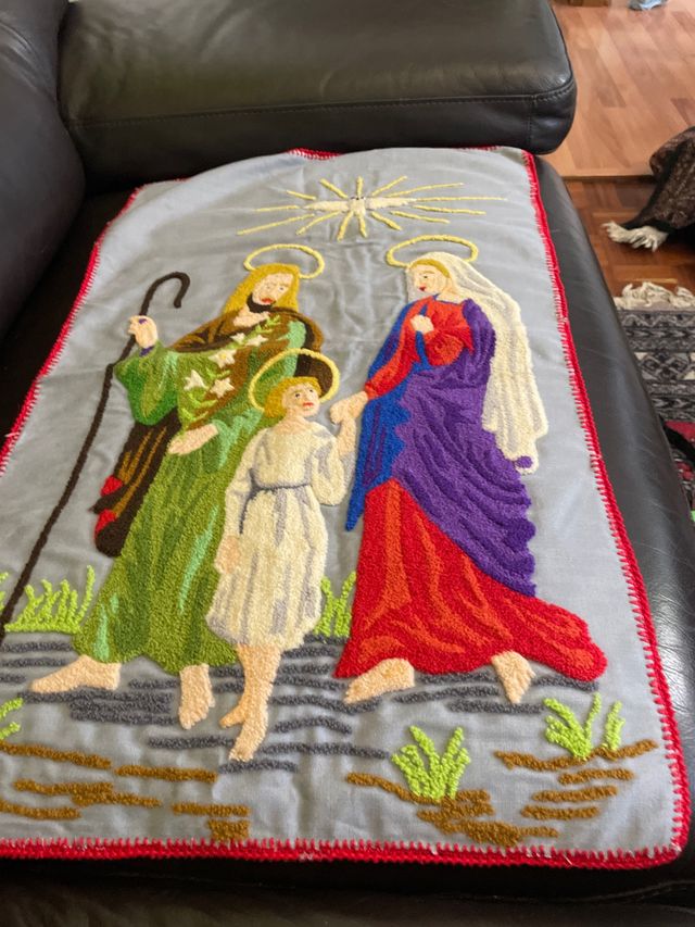 Arazzo antico con punto di croc  75x45 fatto a man