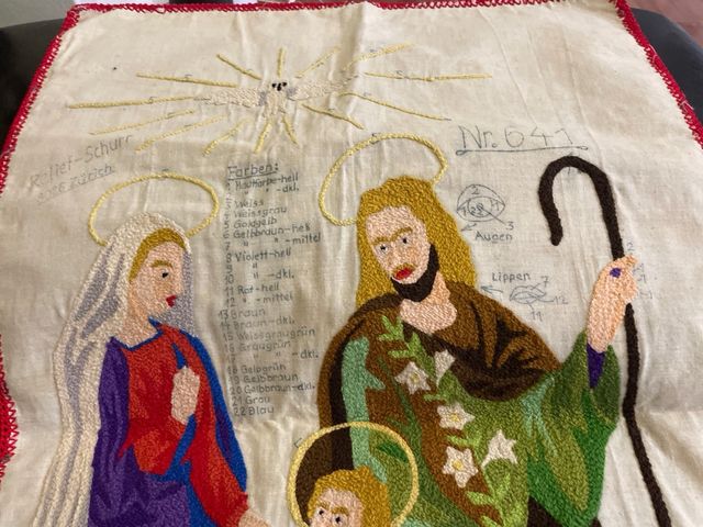 Arazzo antico con punto di croc  75x45 fatto a man