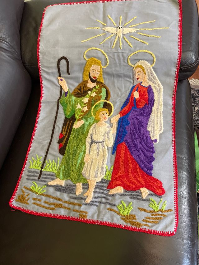 Arazzo antico con punto di croc  75x45 fatto a man