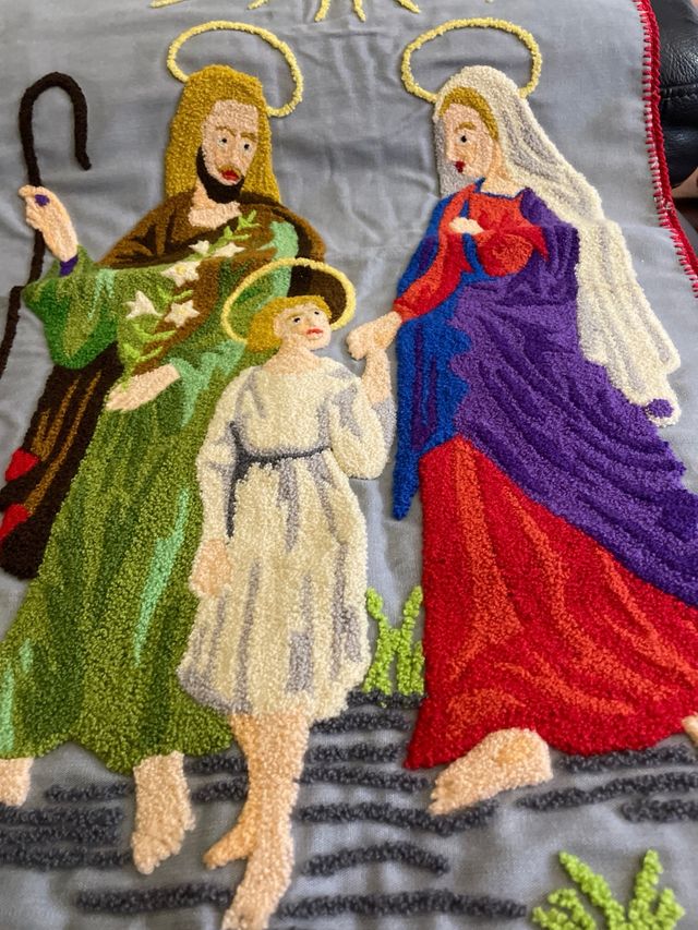 Arazzo antico con punto di croc  75x45 fatto a man